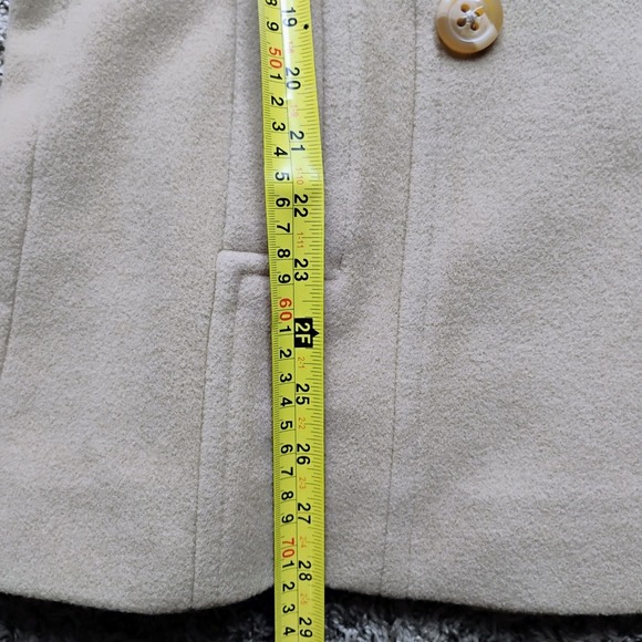 Croft & Barrow Women's Tan Pea Coat Jacket Double Breasted Classic wool blend - Picture 5 of 7